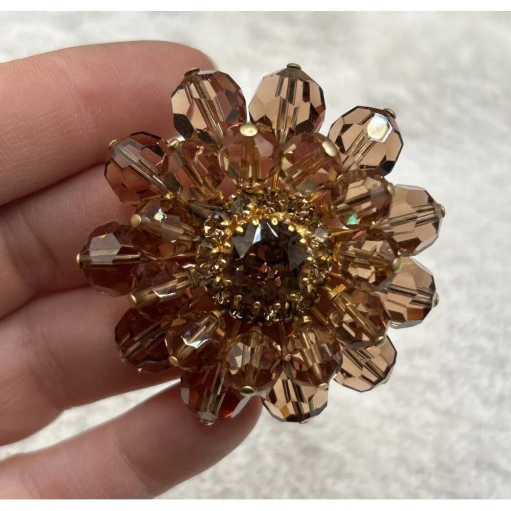 Vintage Austrian Topaz colored Crystal 1.75